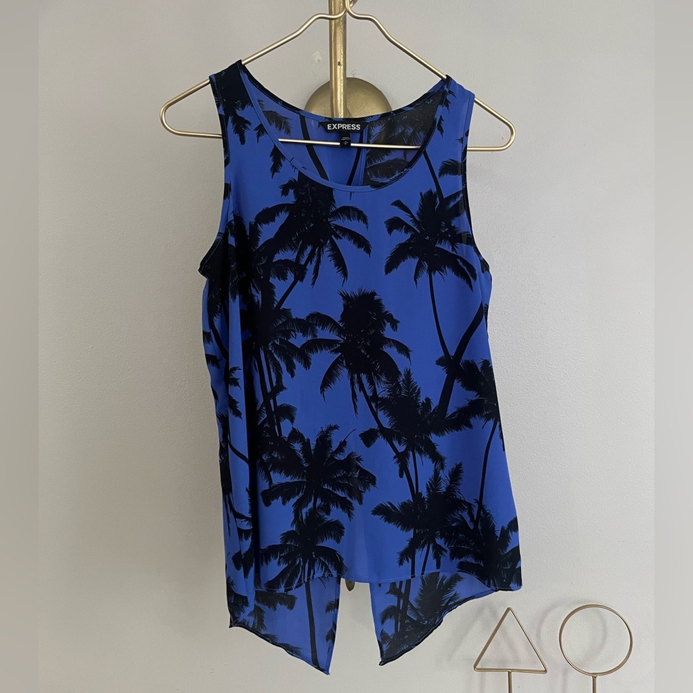 Y2K style Express Tropical Palm Print summer Women's Tank Top S